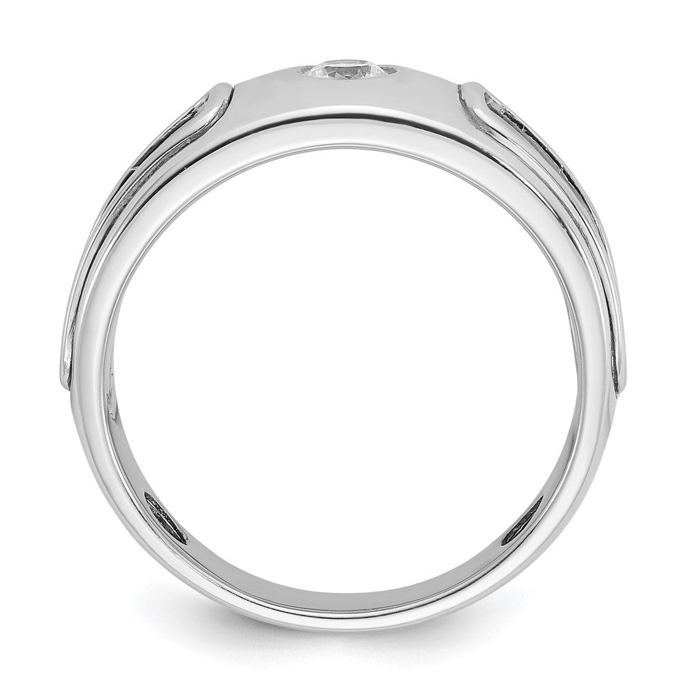 14k Two-tone IBGoodman Men's Polished and Cut-Out Diamond Ring