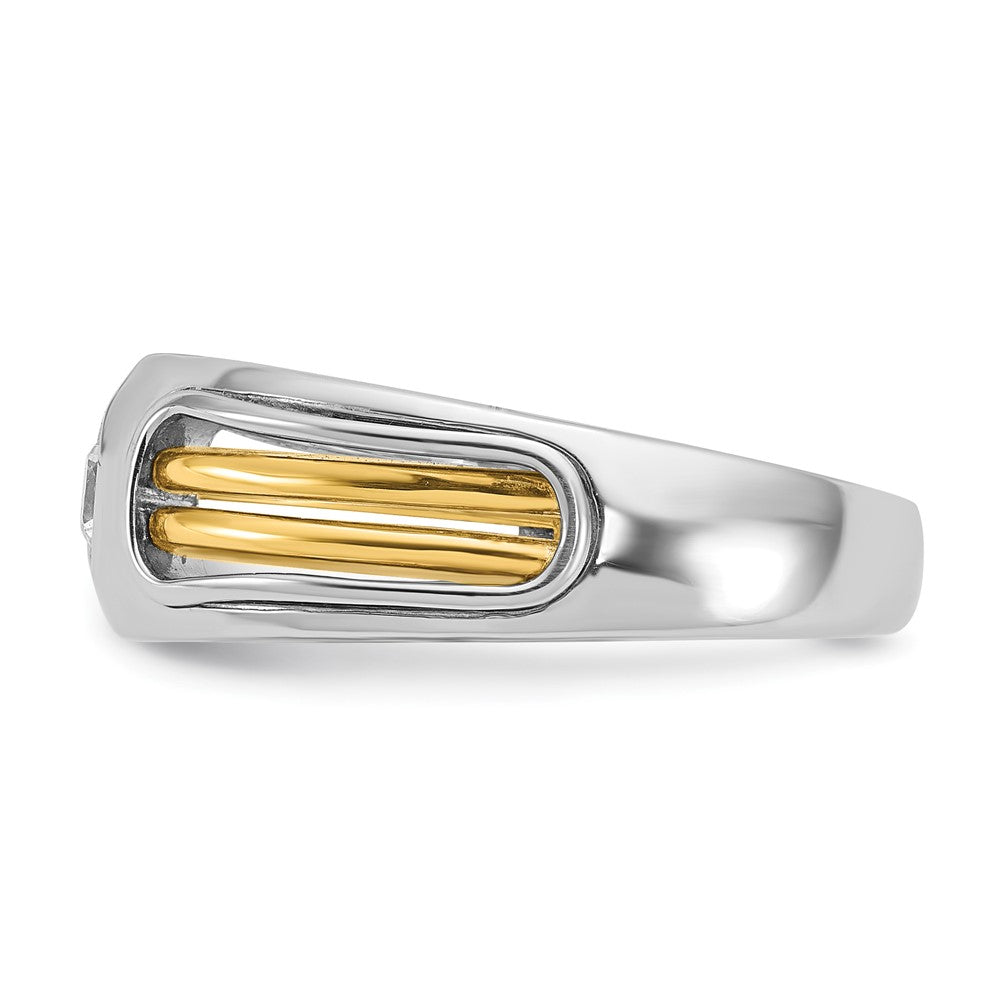 14k Two-tone IBGoodman Men's Polished and Cut-Out Diamond Ring