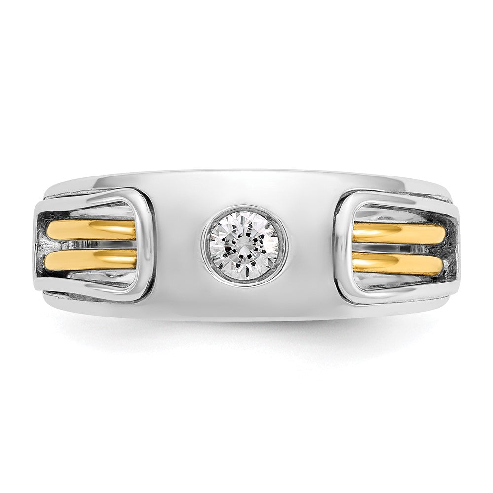 14k Two-tone IBGoodman Men's Polished and Cut-Out Diamond Ring