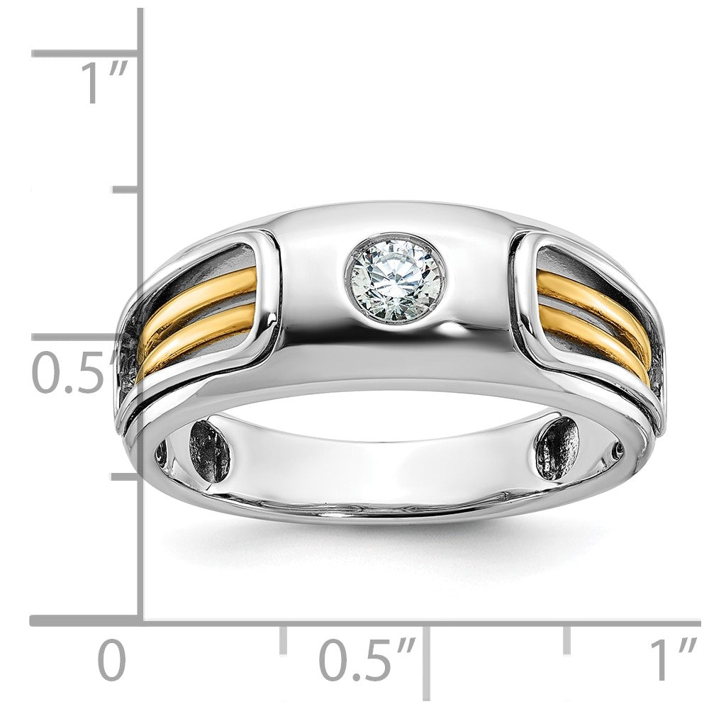 14k Two-tone IBGoodman Men's Polished and Cut-Out Ring Mounting