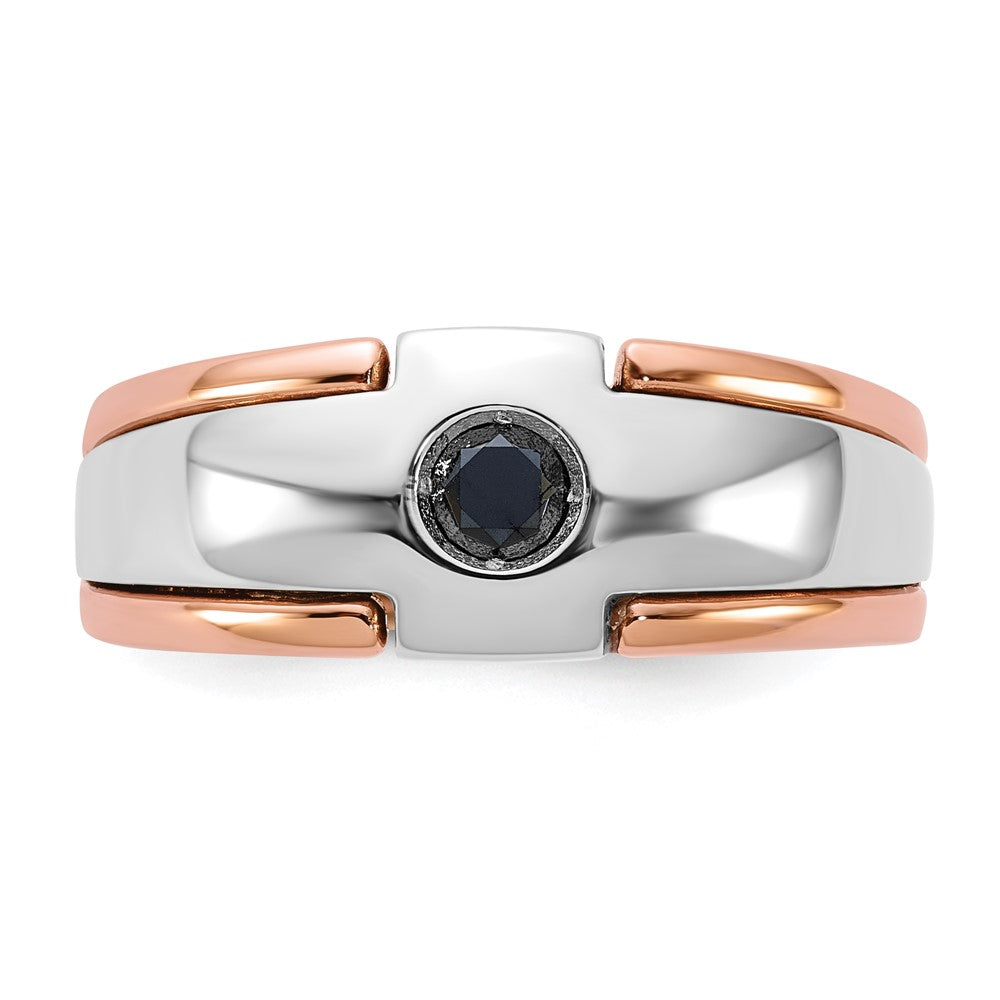 14k Two-tone White/Rose Gold IBGoodman Men's Black Diamond Complete Ring