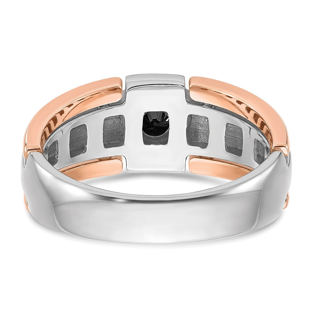 14k Two-tone White/Rose Gold IBGoodman Men's Black Diamond Complete Ring