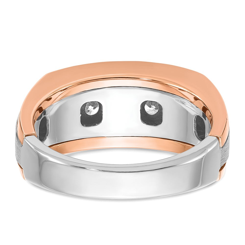 14k Two-tone IBGoodman Men's Polished & Satin 5-Stone Diamond Ring