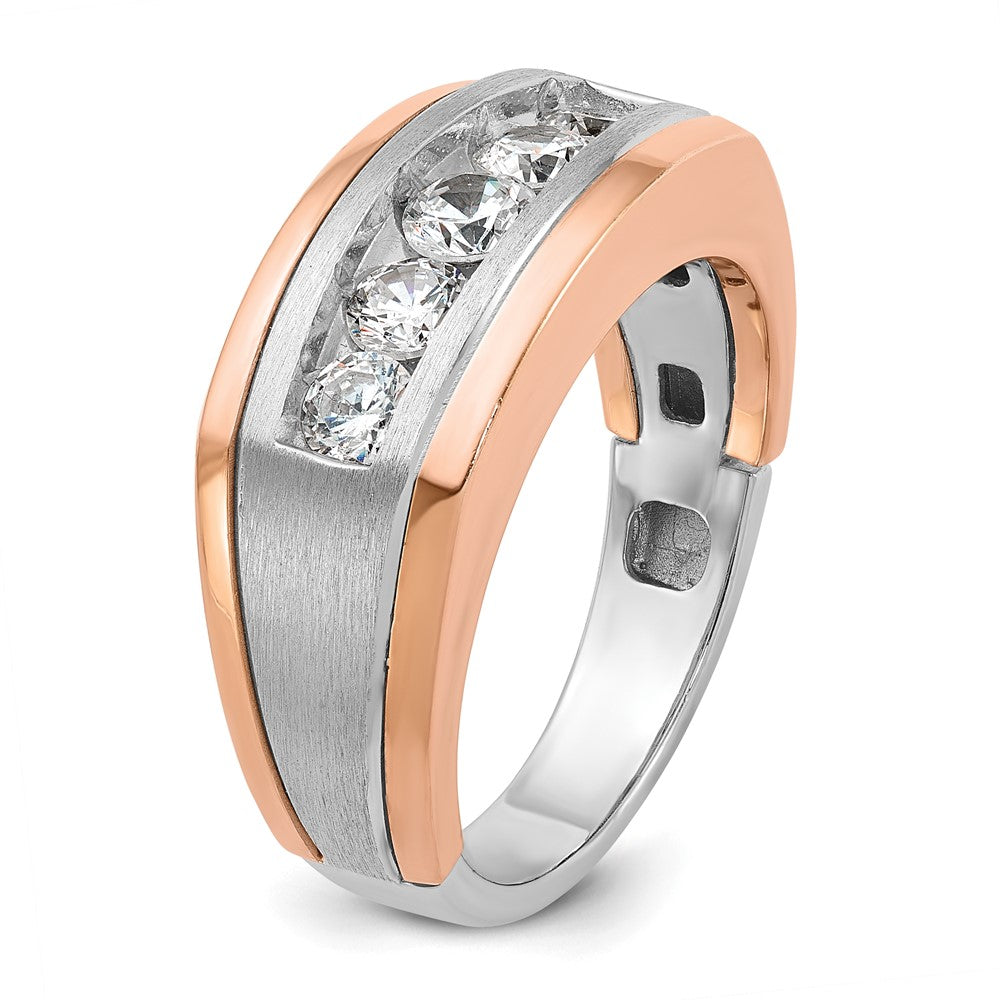 14k Two-tone IBGoodman Men's Polished & Satin 5-Stone Ring Mounting