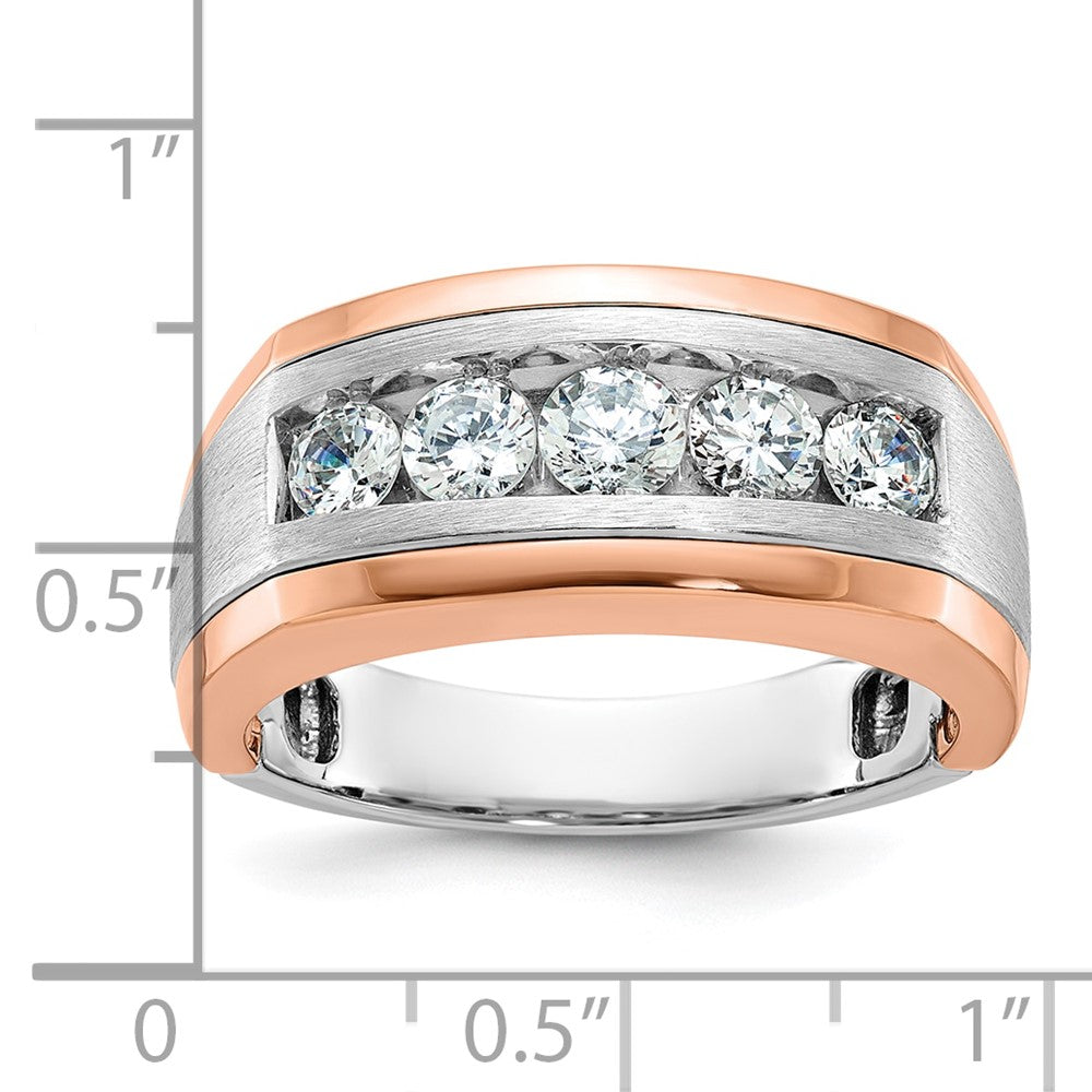14k Two-tone IBGoodman Men's Polished & Satin 5-Stone Ring Mounting