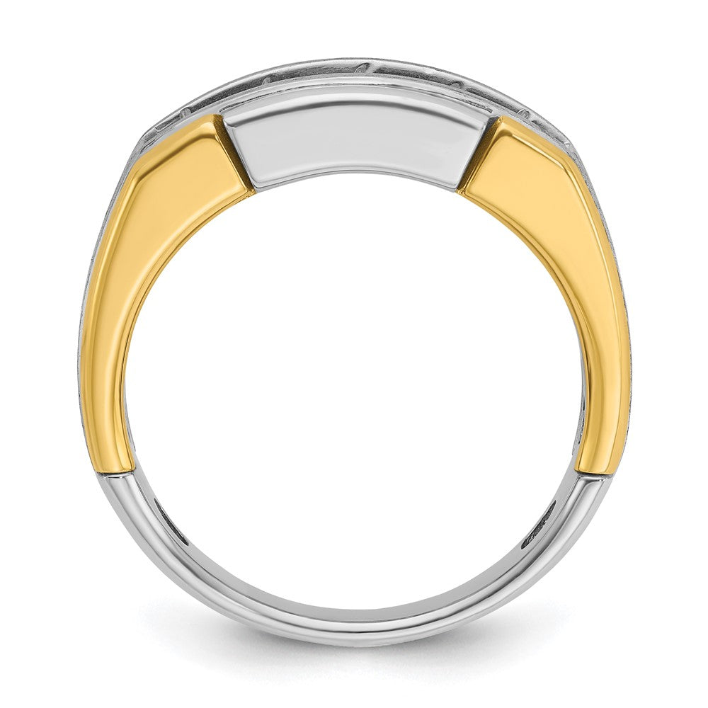 14ktt IBGoodman Men's Polished Satin & Grooved 5-Stone Ring Mounting