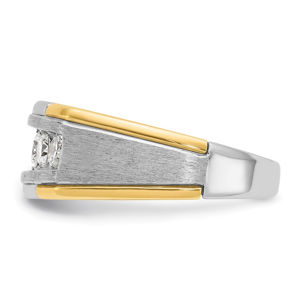 14ktt IBGoodman Men's Polished Satin & Grooved 5-Stone Ring Mounting