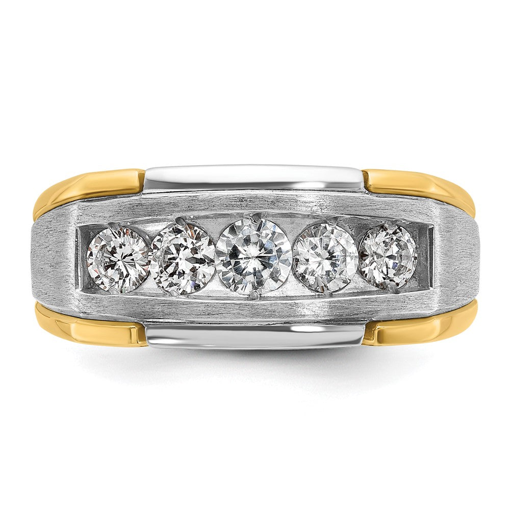 14ktt IBGoodman Men's Polished Satin & Grooved 5-Stone Ring Mounting