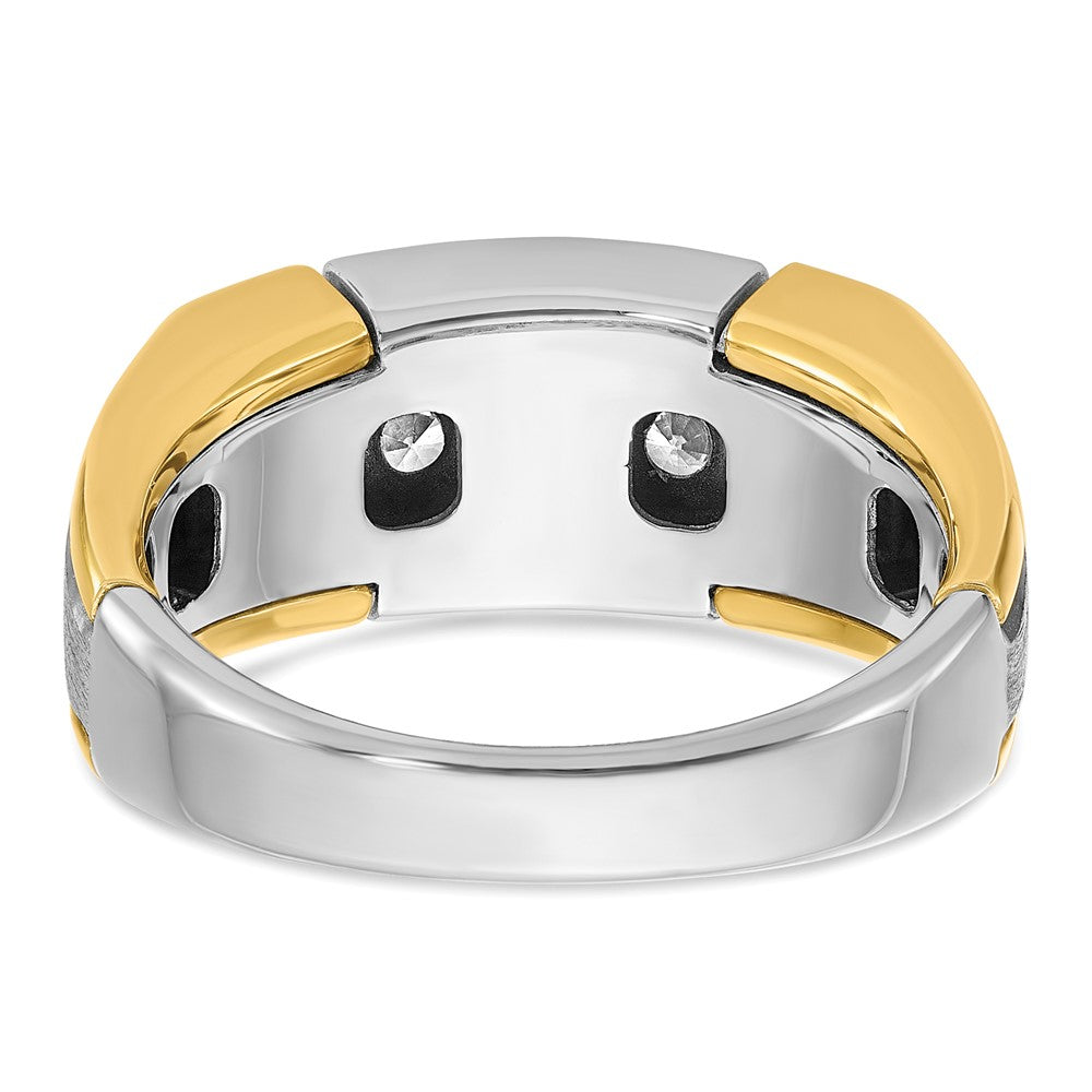 14ktt IBGoodman Men's Polished Satin & Grooved 5-Stone Ring Mounting