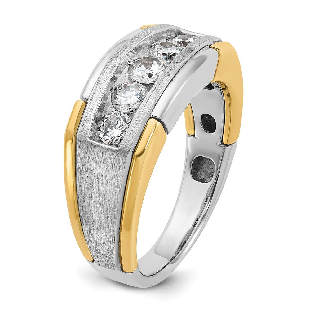 14ktt IBGoodman Men's Polished Satin & Grooved 5-Stone Ring Mounting