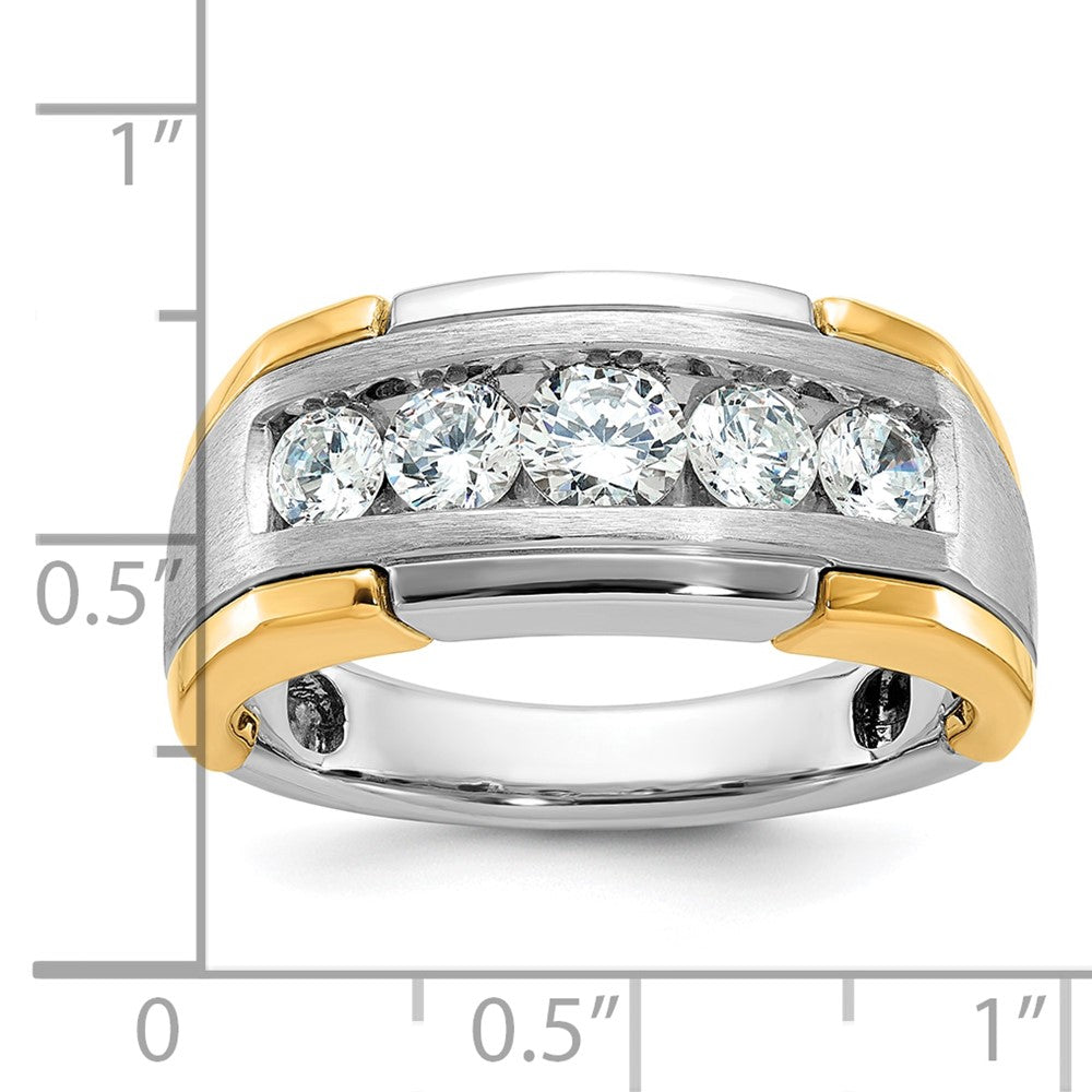 14ktt IBGoodman Men's Polished Satin & Grooved 5-Stone Ring Mounting