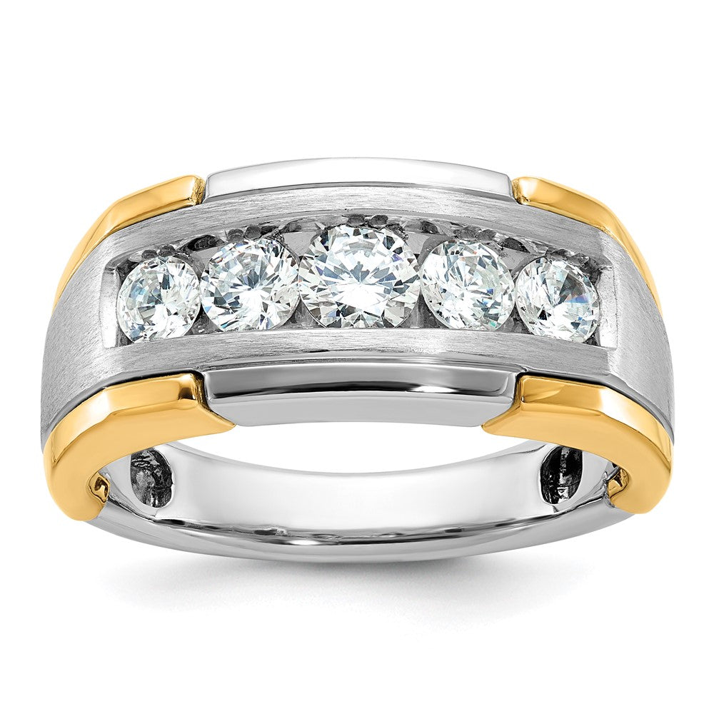 14ktt IBGoodman Men's Polished Satin & Grooved 5-Stone Ring Mounting