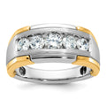 14ktt IBGoodman Men's Polished Satin & Grooved 5-Stone Ring Mounting