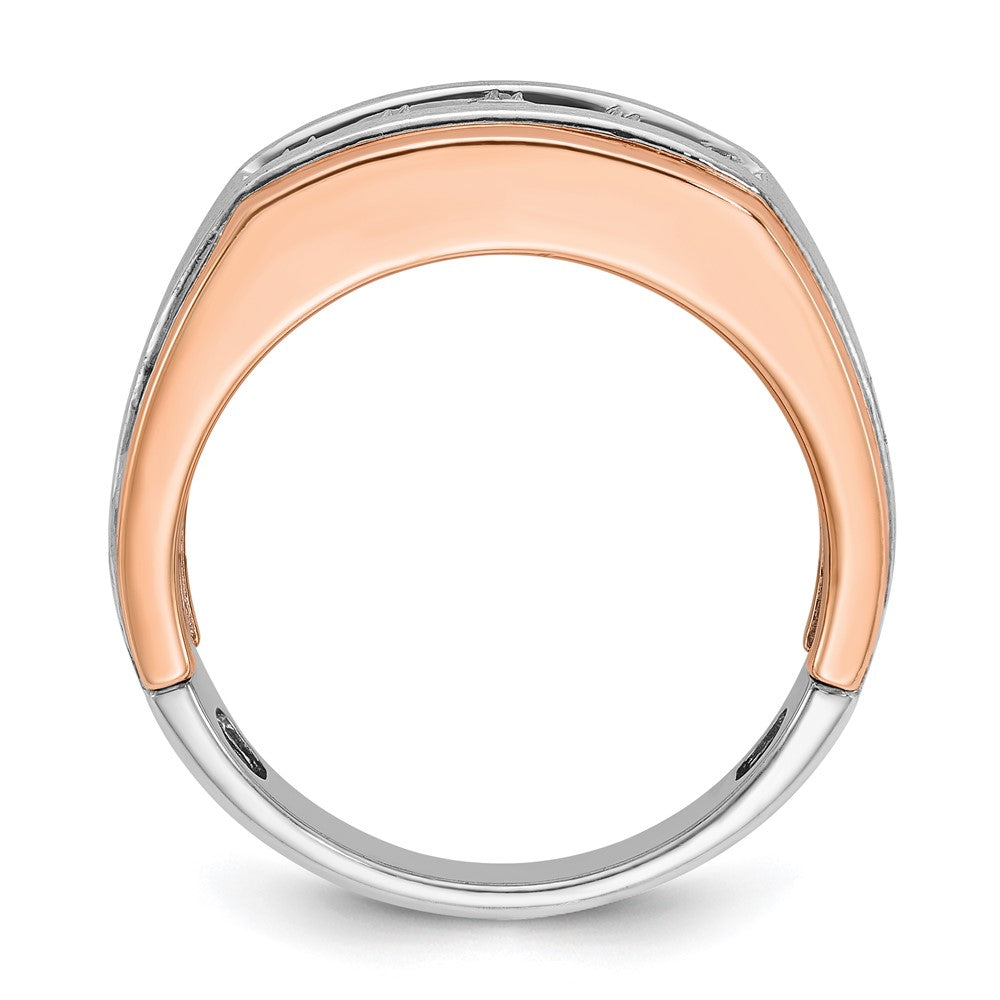 14k White/Rose Gold IBGoodman Men's Satin 5-Stone Diamond Ring