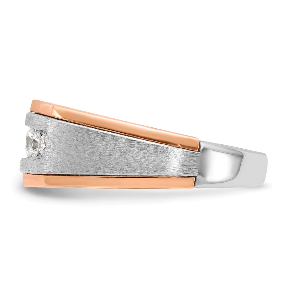 14k White/Rose Gold IBGoodman Men's Satin 5-Stone Diamond Ring