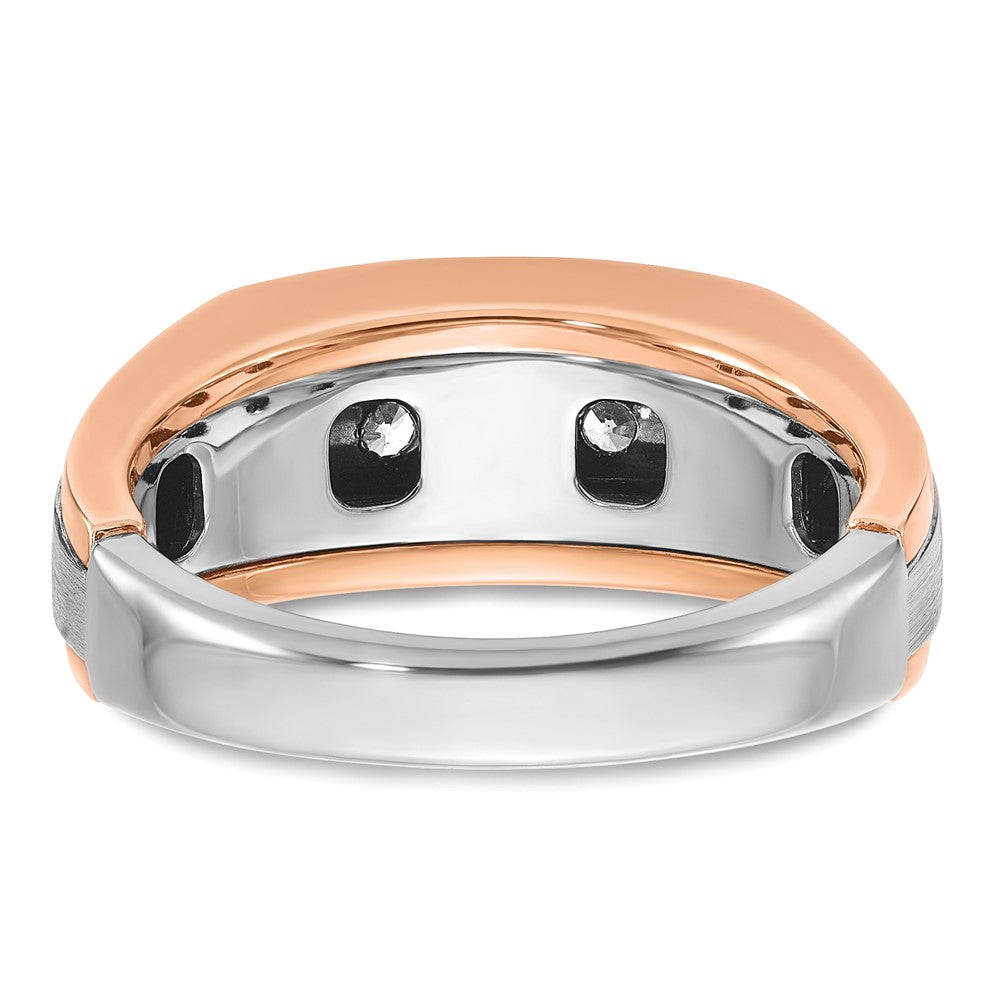 14k White/Rose Gold IBGoodman Men's Satin 5-Stone Diamond Ring