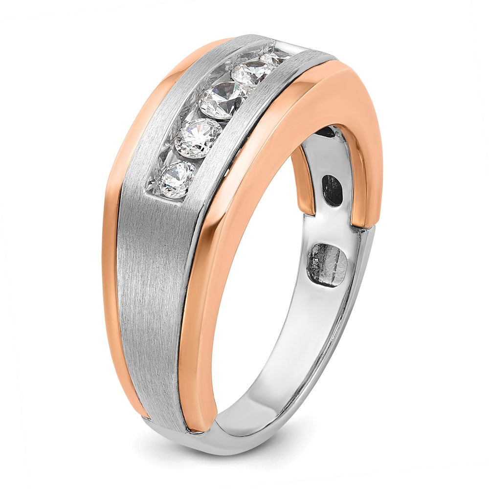 14k White/Rose Gold IBGoodman Men's Polished/Satin 5-Stone Ring Mtg
