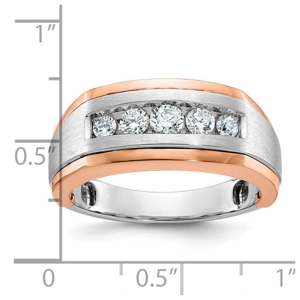 14k White/Rose Gold IBGoodman Men's Polished/Satin 5-Stone Ring Mtg