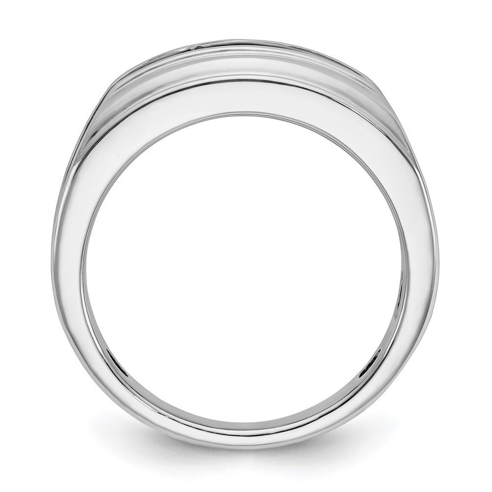 10kw w/ Blk RH IBGoodman Men's Polish/Satin/Grooved 5-Stone Dia Ring