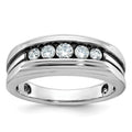 10kw w/ Blk RH IBGoodman Men's Polish/Satin/Grooved 5-Stone Dia Ring