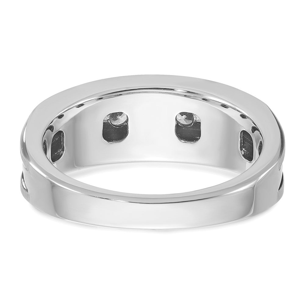 14kw w/ Blk RH IBGoodman Men's Polish/Satin/Grooved 5-Stone Dia Ring