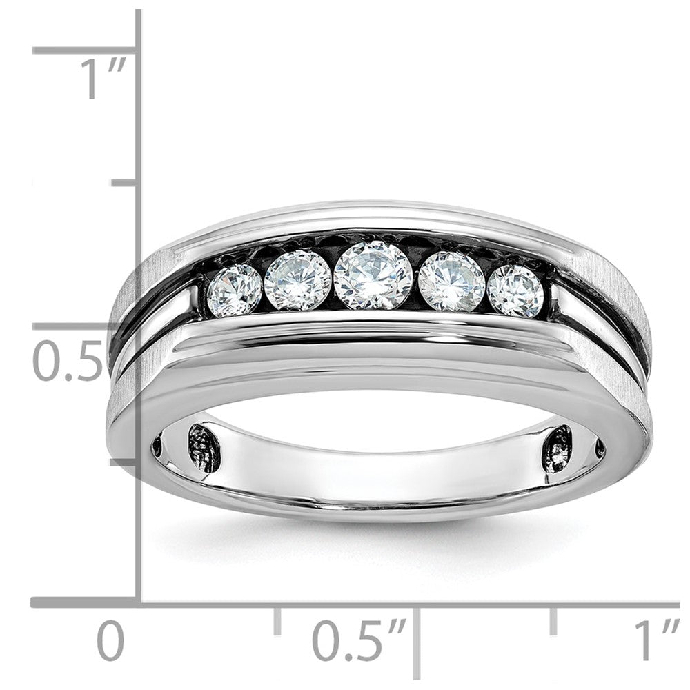 14kw IBGoodman Men's Polished Satin & Grooved 5-Stone Ring Mounting