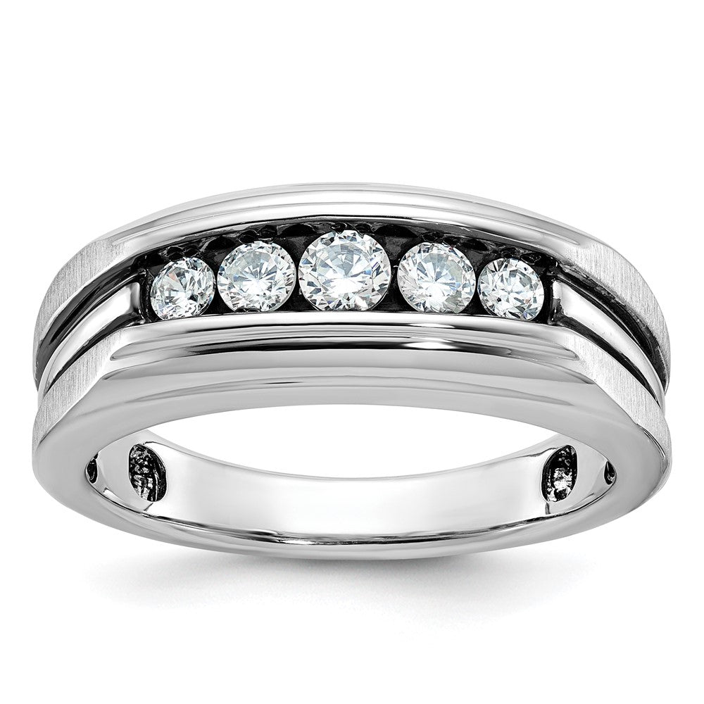 14kw IBGoodman Men's Polished Satin & Grooved 5-Stone Ring Mounting