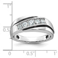 10k White Gold Men's Polished Satin and Grooved Ring Mounting