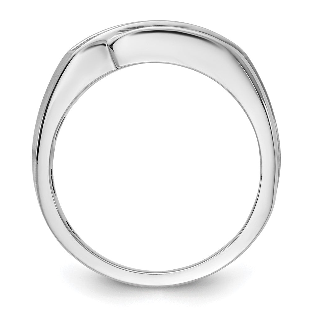 IBGoodman 14k White Gold Polished Satin/Grooved Men's Ring Mounting