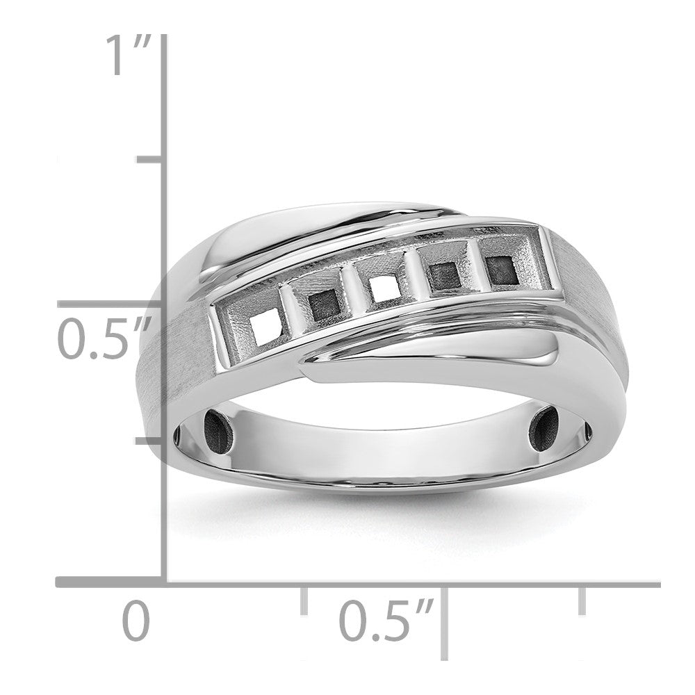 IBGoodman 14k White Gold Polished Satin/Grooved Men's Ring Mounting