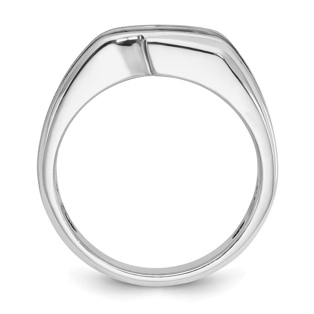 14kw w/ Blk RH IBGoodman Men's Polish/Satin/Grooved 3-Stone Dia Ring