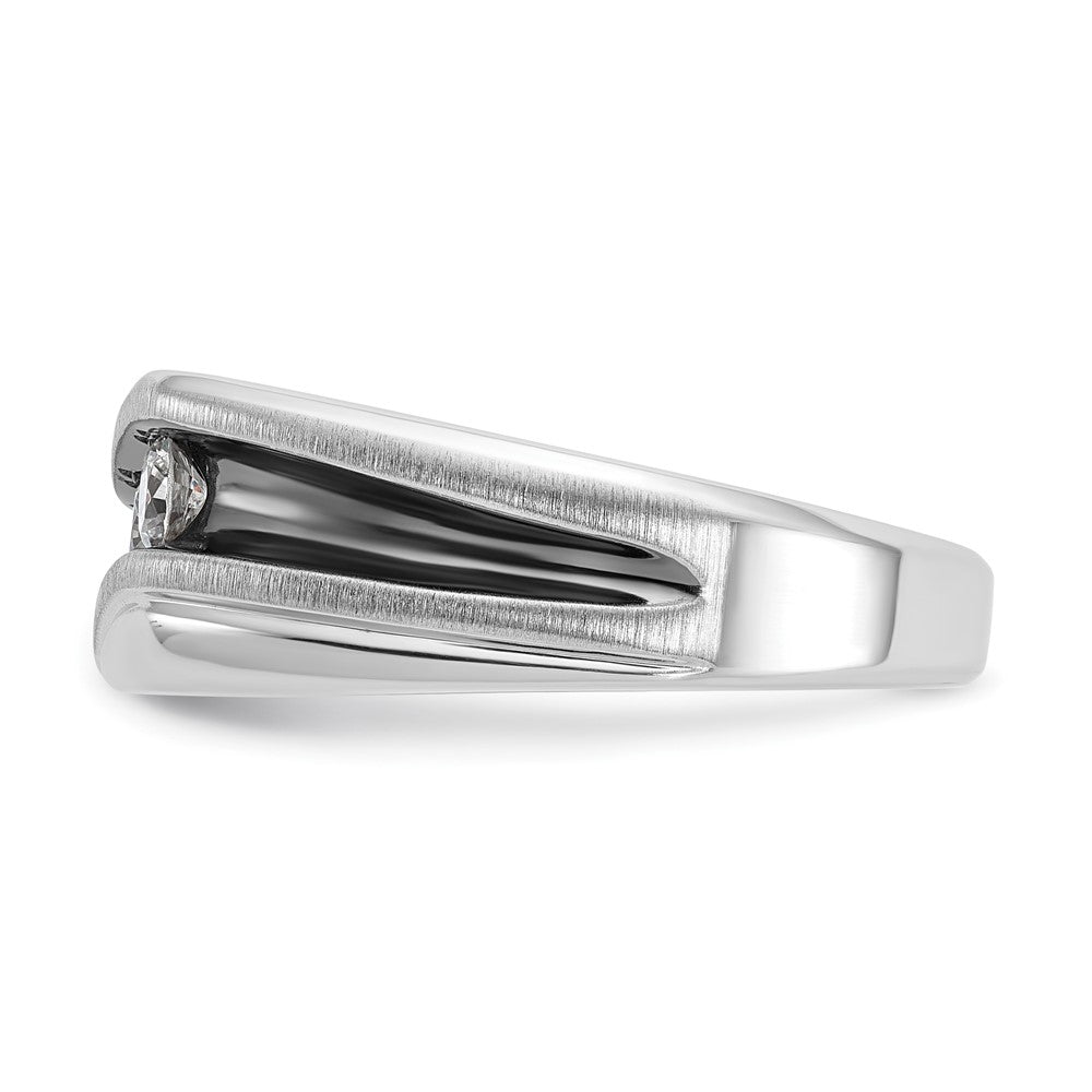 14kw IBGoodman Men's Polished Satin & Grooved 3-Stone Ring Mounting