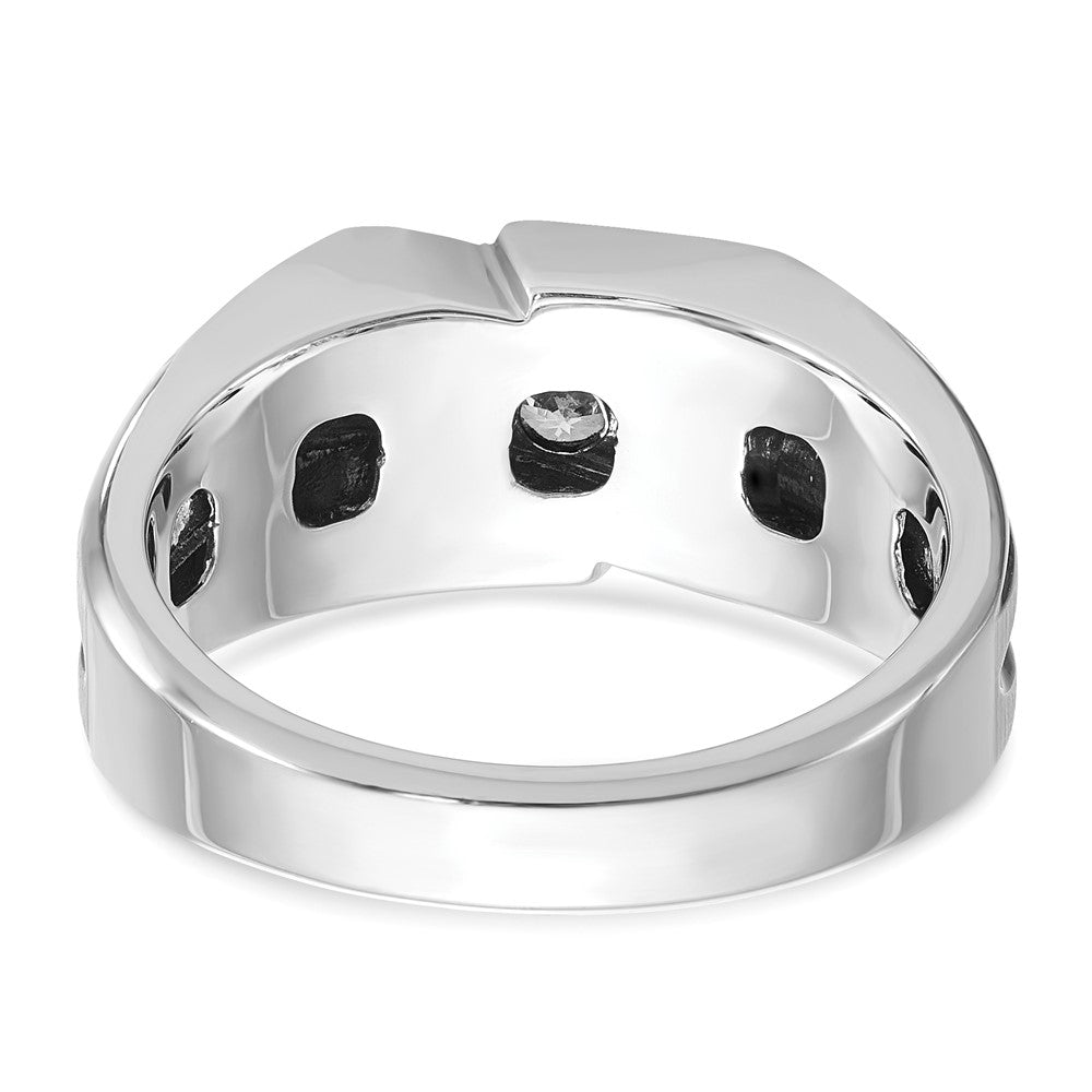 14kw IBGoodman Men's Polished Satin & Grooved 3-Stone Ring Mounting