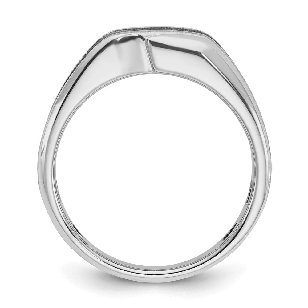 14kw w/ Blk RH IBGoodman Men's Polish/Satin/Grooved Solitaire Dia Ring