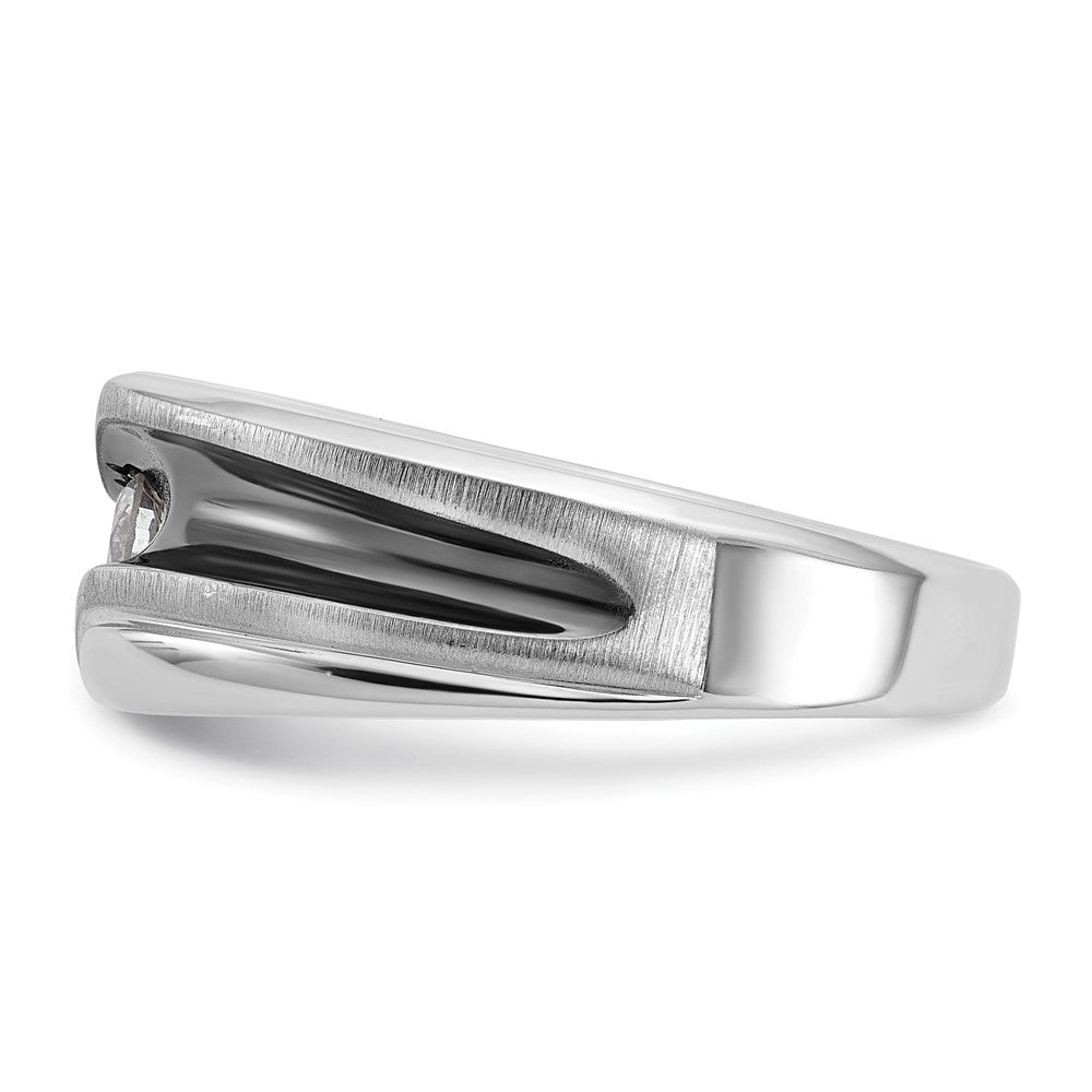 14kw IBGoodman Men's Polished Satin & Grooved Solitaire Ring Mounting