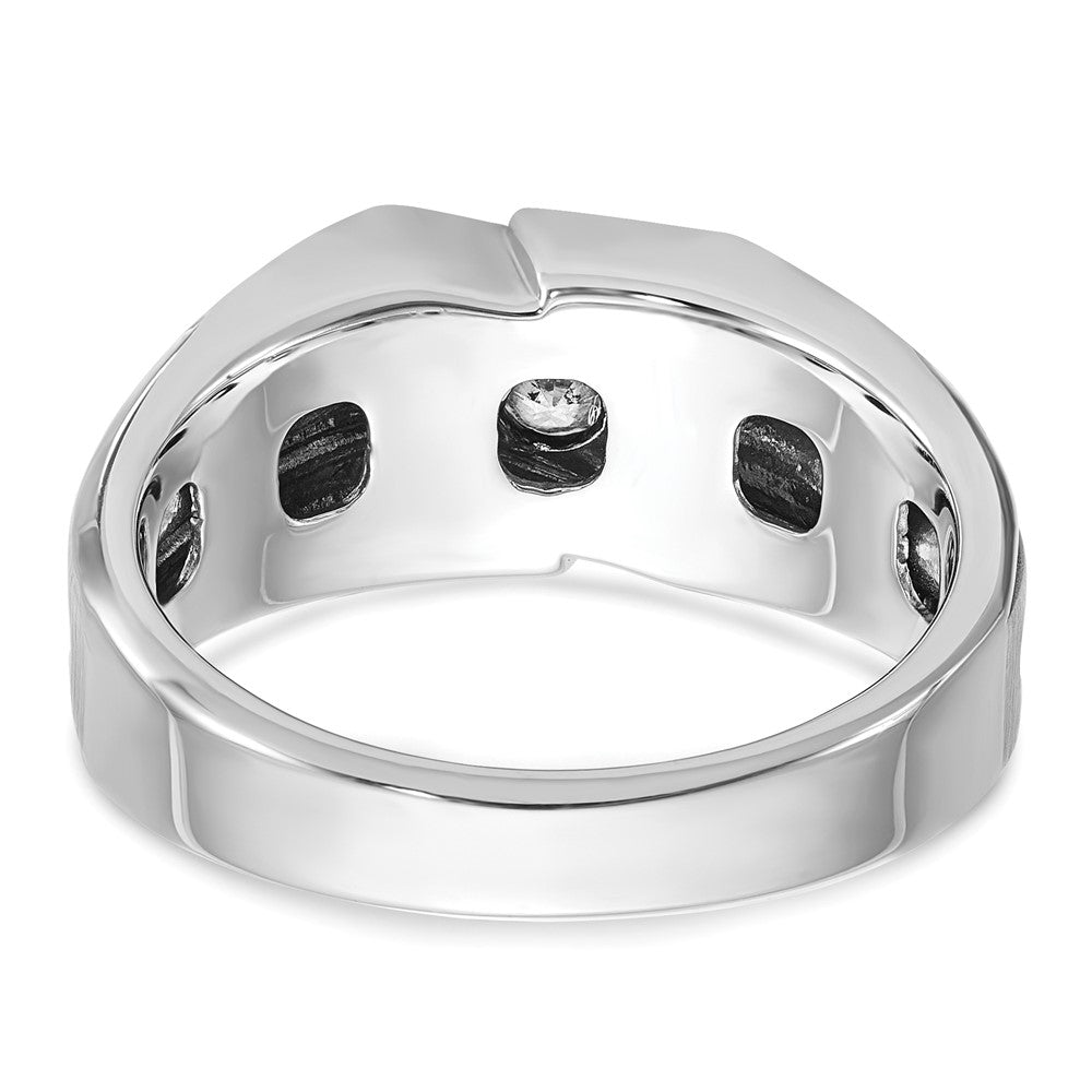 14kw w/ Blk RH IBGoodman Men's Polish/Satin/Grooved Solitaire Dia Ring