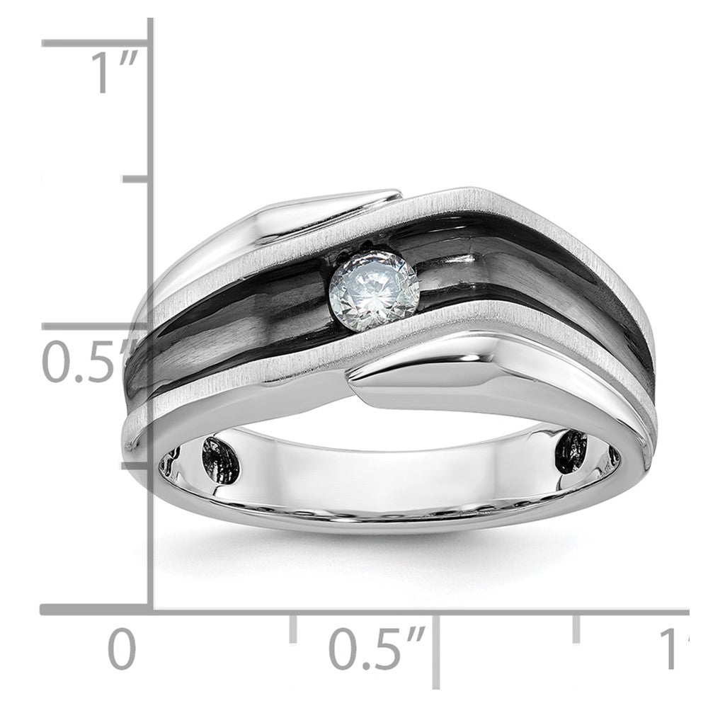 14kw IBGoodman Men's Polished Satin & Grooved Solitaire Ring Mounting