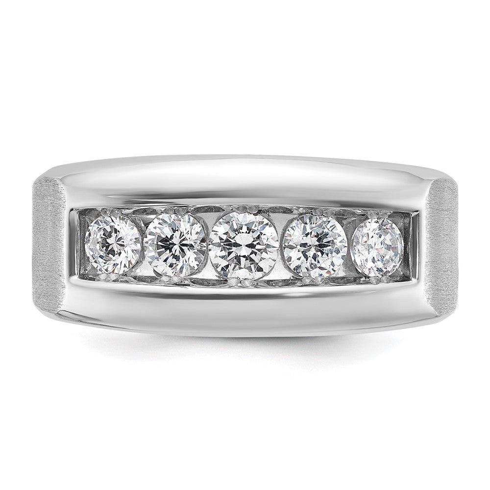 14k White Gold IBGoodman Men's Polished & Satin 5-Stone Diamond Ring