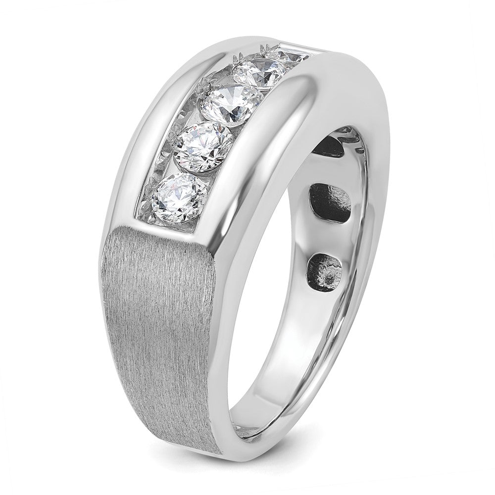 14k White Gold IBGoodman Men's Polished & Satin 5-Stone Ring Mounting