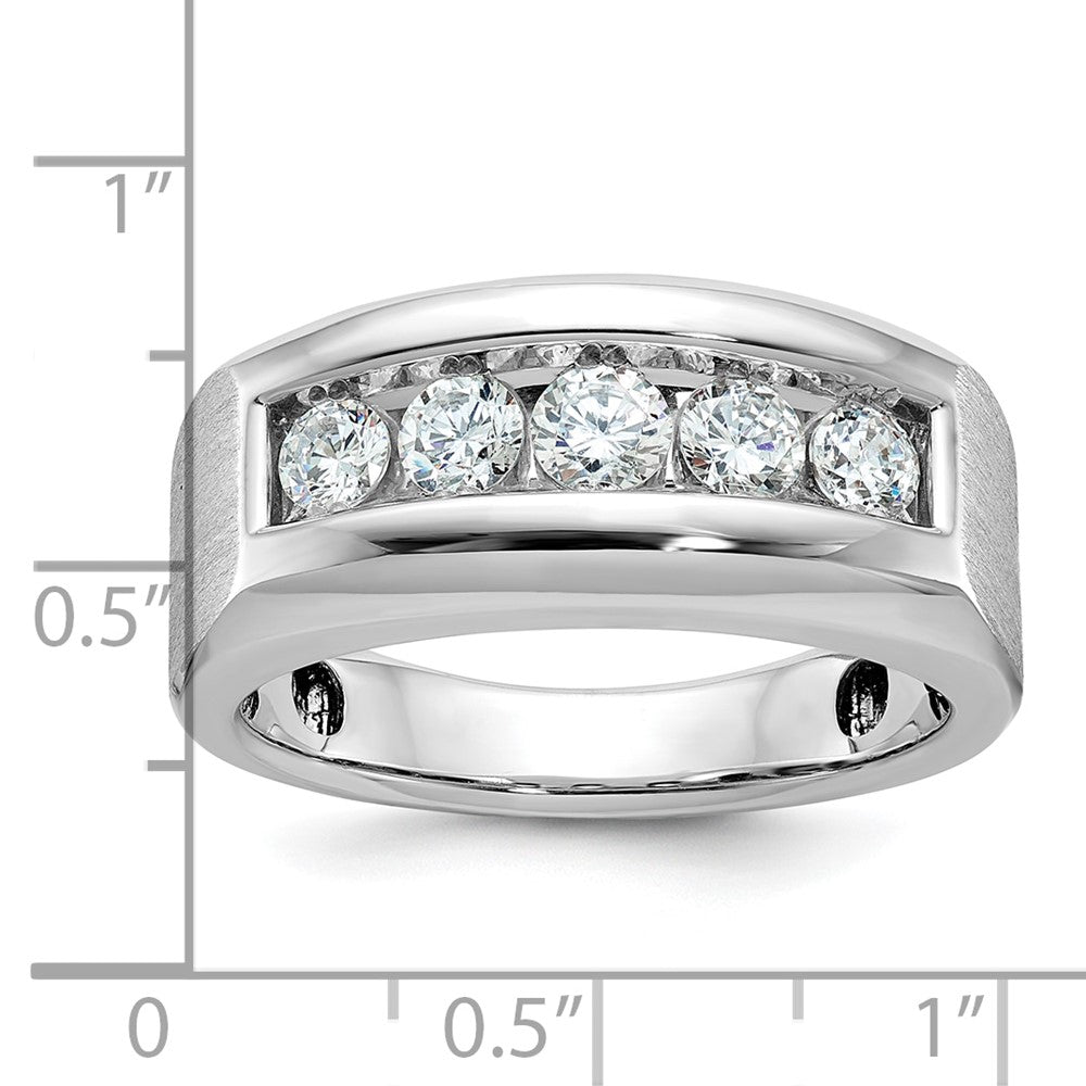 14k White Gold IBGoodman Men's Polished & Satin 5-Stone Ring Mounting