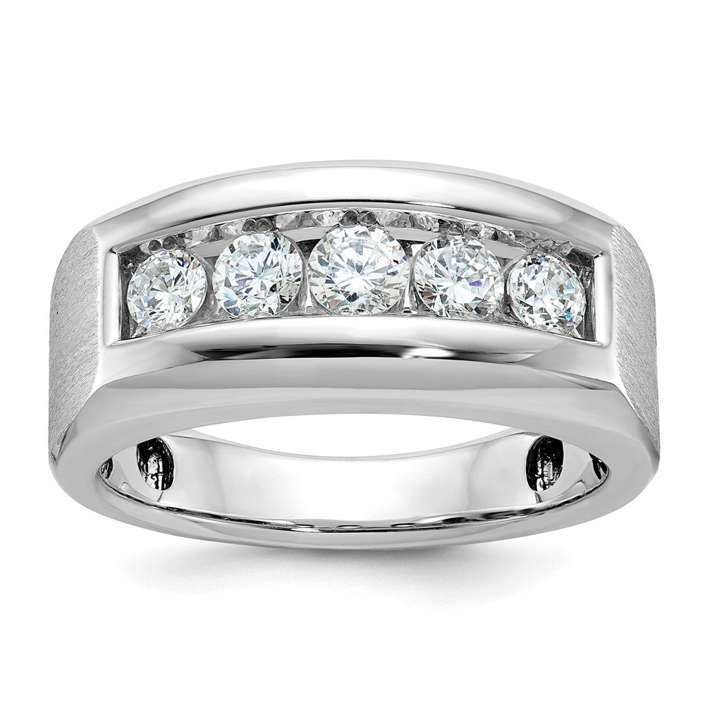 14k White Gold IBGoodman Men's Polished & Satin 5-Stone Diamond Ring