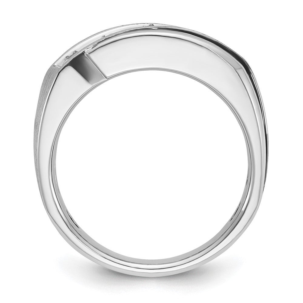 14k White Gold Men's Polished Satin and Grooved Ring Mounting