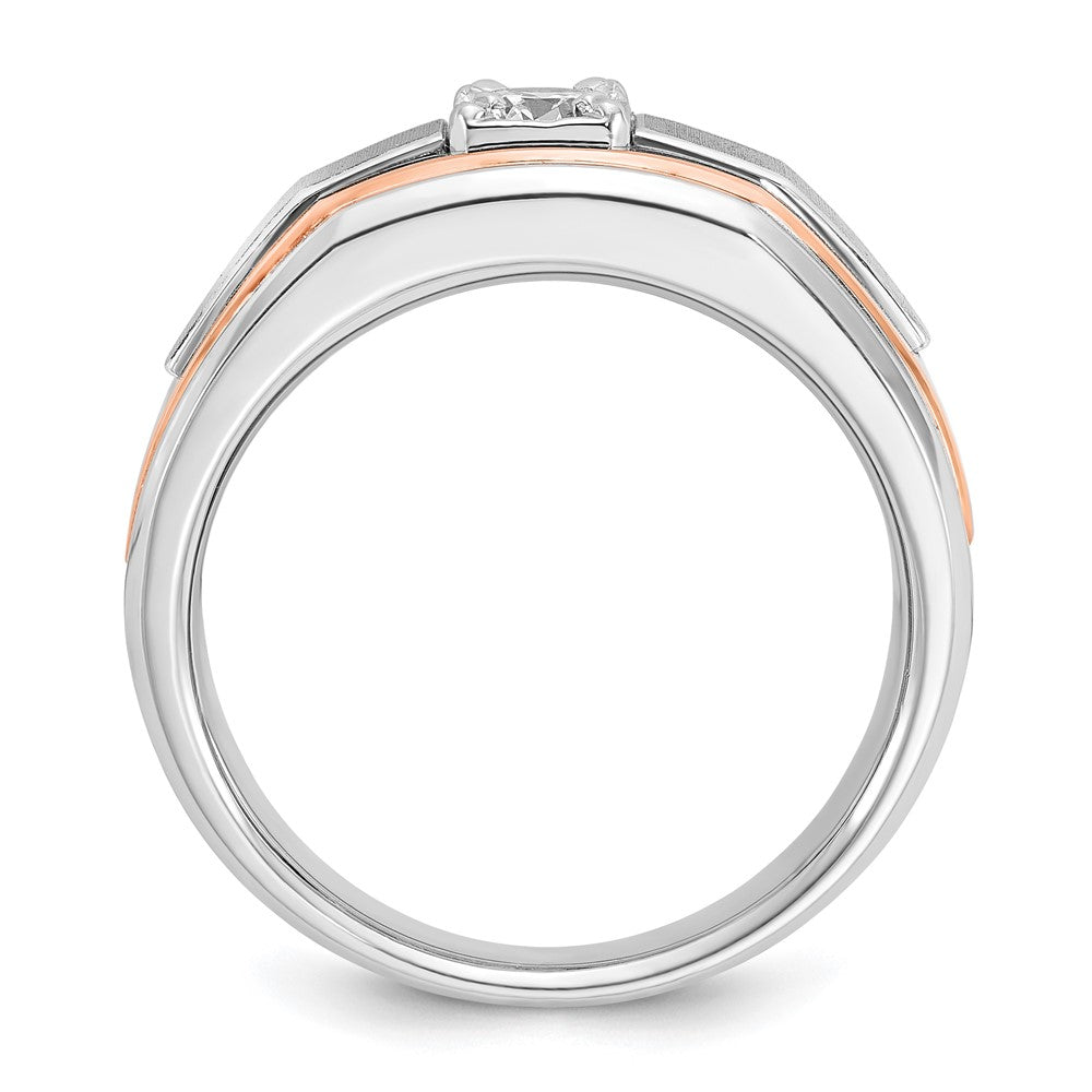 14k Two-tone White/Rose Gold IBGoodman Men's Satin Diamond Complete Ring