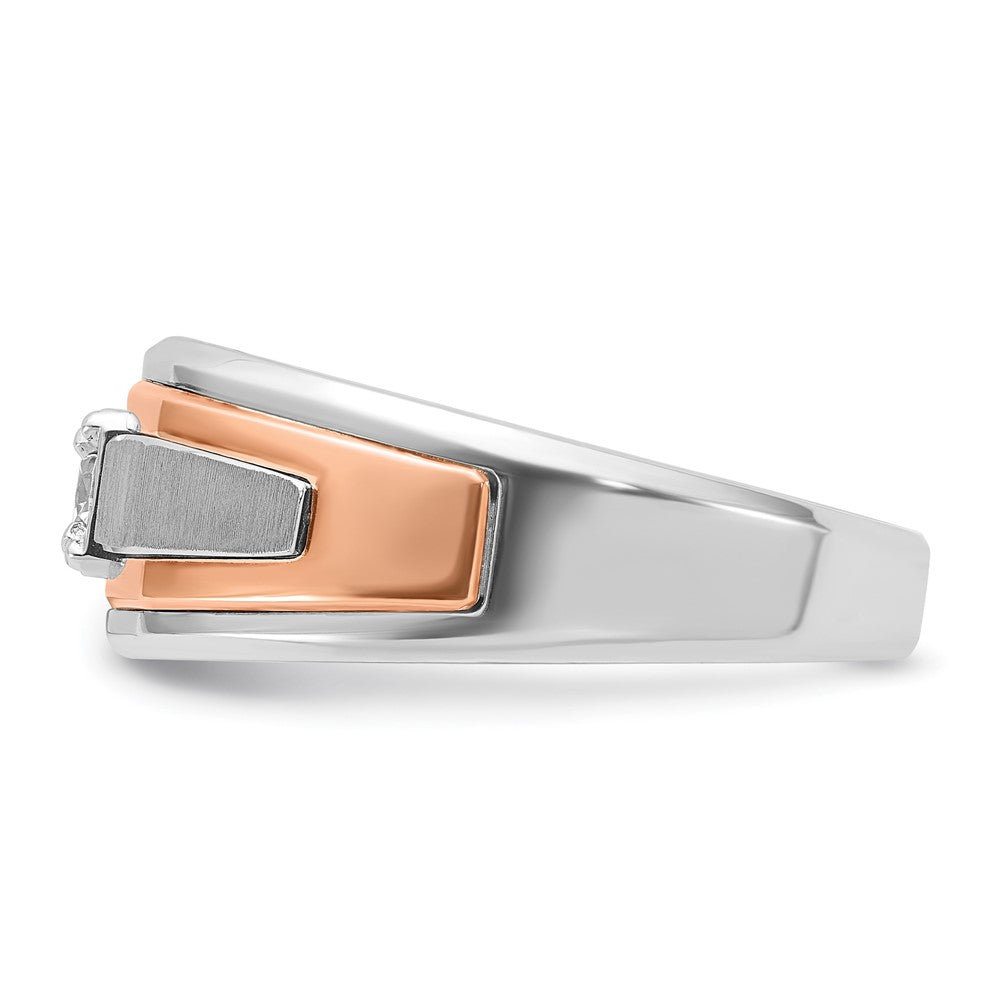 14k Two-tone White/Rose Gold IBGoodman Men's Satin Diamond Ring Mounting