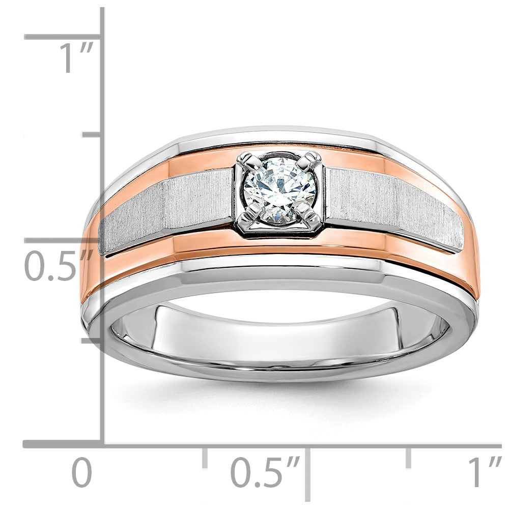 14k Two-tone White/Rose Gold IBGoodman Men's Satin Diamond Complete Ring