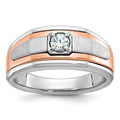 14k Two-tone White/Rose Gold IBGoodman Men's Satin Diamond Complete Ring