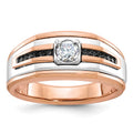 14k Two-tone White/Rose IBGoodman Men's Black/White Diamond Complete Ring