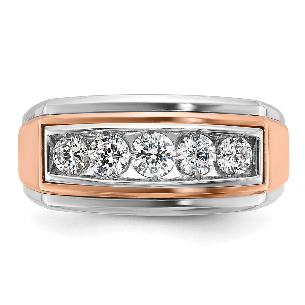 14k White/Rose Gold IBGoodman Men's Polished 5-Stone Diamond Ring