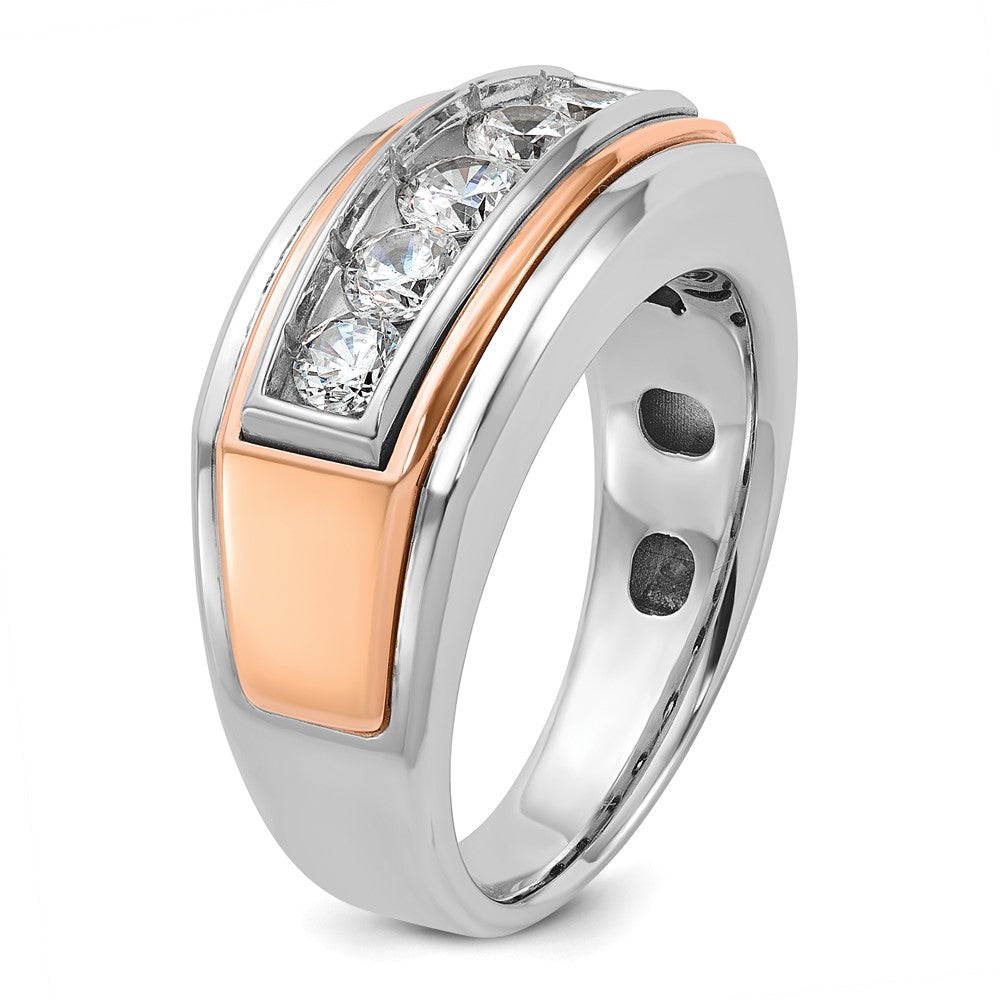 14k White/Rose Gold IBGoodman Men's Polished 5-Stone Ring Mounting