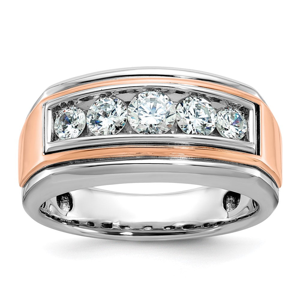 14k White/Rose Gold IBGoodman Men's Polished 5-Stone Ring Mounting